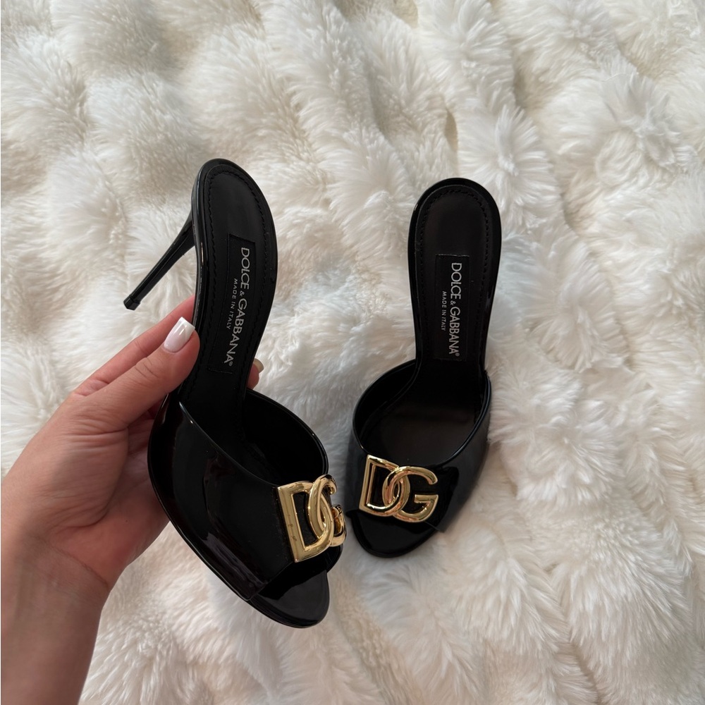 Dolce & Gabbana Black Heeled Mules
